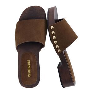 CUSHIONAIRE Timmi 100% Genuine Leather Suede Slides - Womens size 7M New